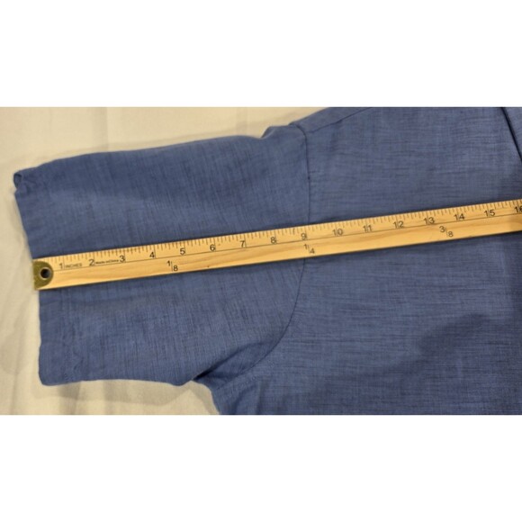 Roundtree & Yorke Mens Cotton Shirt Short Sleeve Button Down Blue Size L - Picture 10 of 10